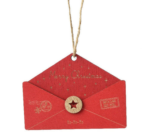 Wooden Letter to Santa Ornament -  Red - Tampa Home & Garden Store