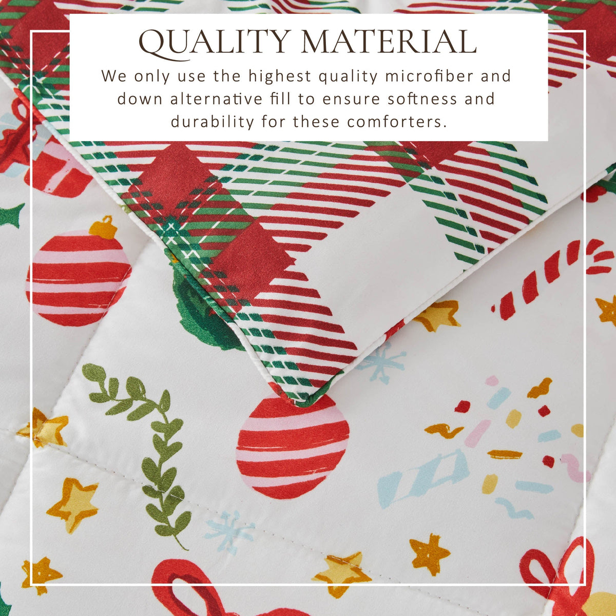 Reversible Christmas Comforter and Sham Set by Great Bay Home, Odette red-green print on Tampa Home & Garden Store