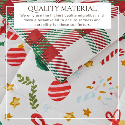 Reversible Christmas Comforter and Sham Set by Great Bay Home, Odette red-green print on Tampa Home & Garden Store