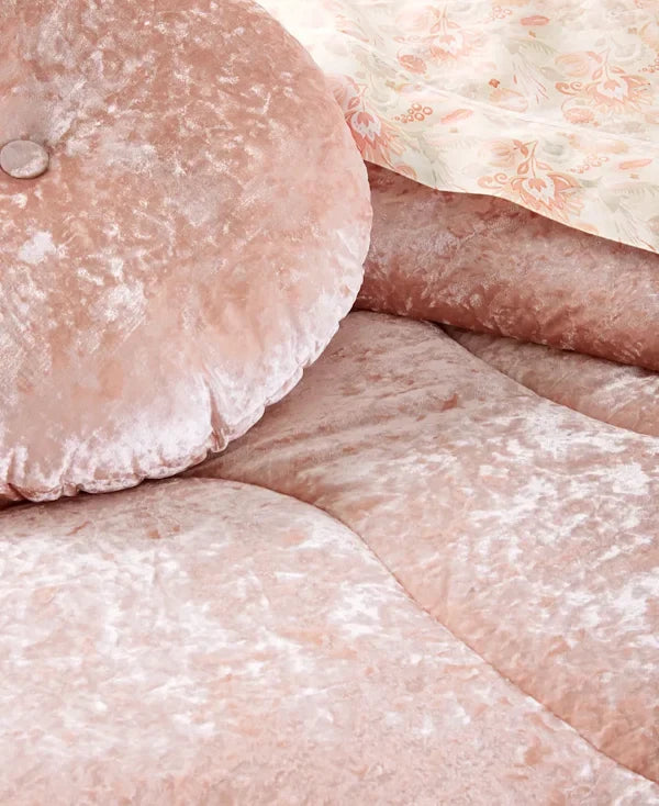 Velvet Wave 2-PC Twin XL comforter set in blush pink crushed velvet with tufted wave texture on Tampa Home & Garden Store