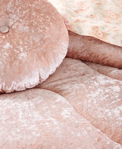 Velvet Wave 2-PC Twin XL comforter set in blush pink crushed velvet with tufted wave texture on Tampa Home & Garden Store