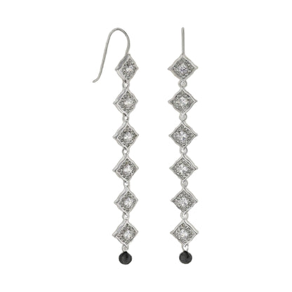 Classic Drop Earrings by Lauren G Adams in silver-tone pave diamond-square links, pair on Tampa Home & Garden Store