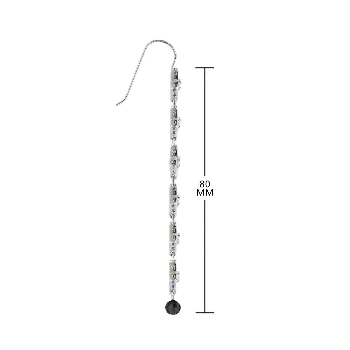 Classic Drop Earrings by Lauren G Adams, silver-tone chain with crystal links and black bead on Tampa Home & Garden Store