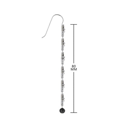 Classic Drop Earrings by Lauren G Adams, silver-tone chain with crystal links and black bead on Tampa Home & Garden Store