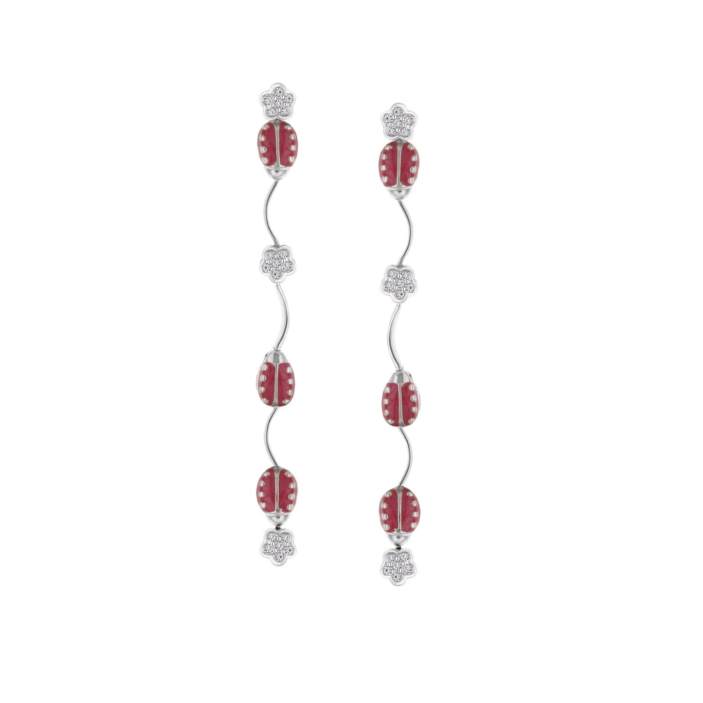 Lady Poof Dangle Earrings pair with red ladybug beads and crystal flowers, Lauren G Adams on Tampa Home & Garden Store