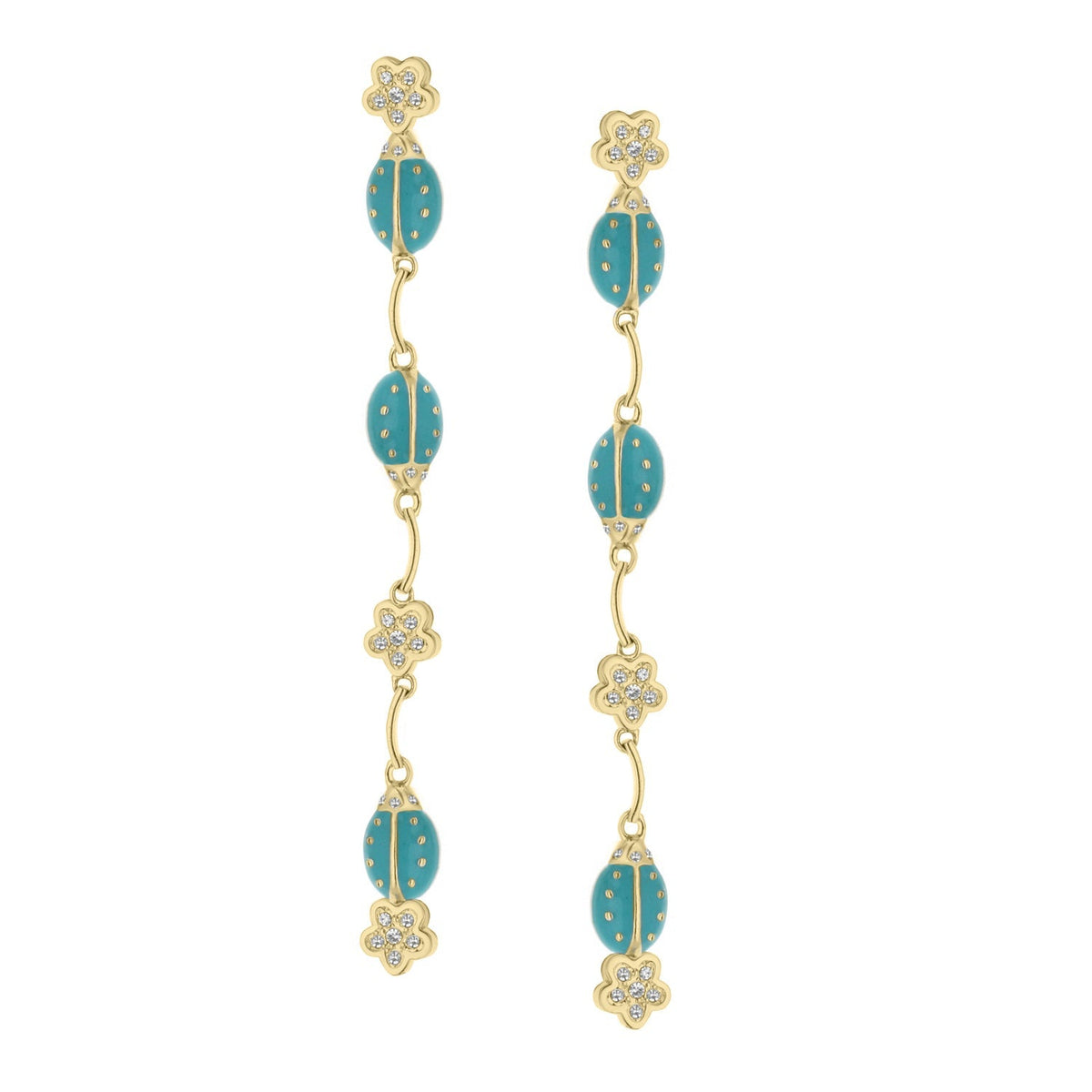 Lauren G Adams Lady Poof Dangle Earrings pair turquoise beads and flower crystal charms on Tampa Home & Garden Store