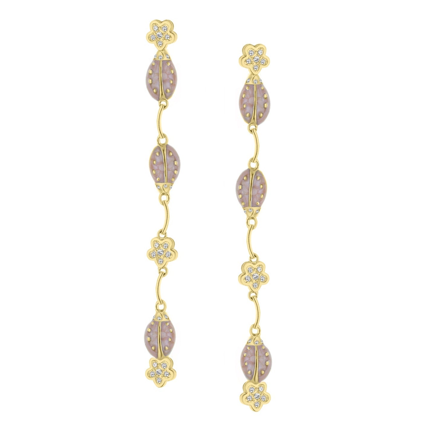Lady Poof Earring Lauren G Adams gold-tone dangle with lavender leaf beads and crystal accents on Tampa Home & Garden Store