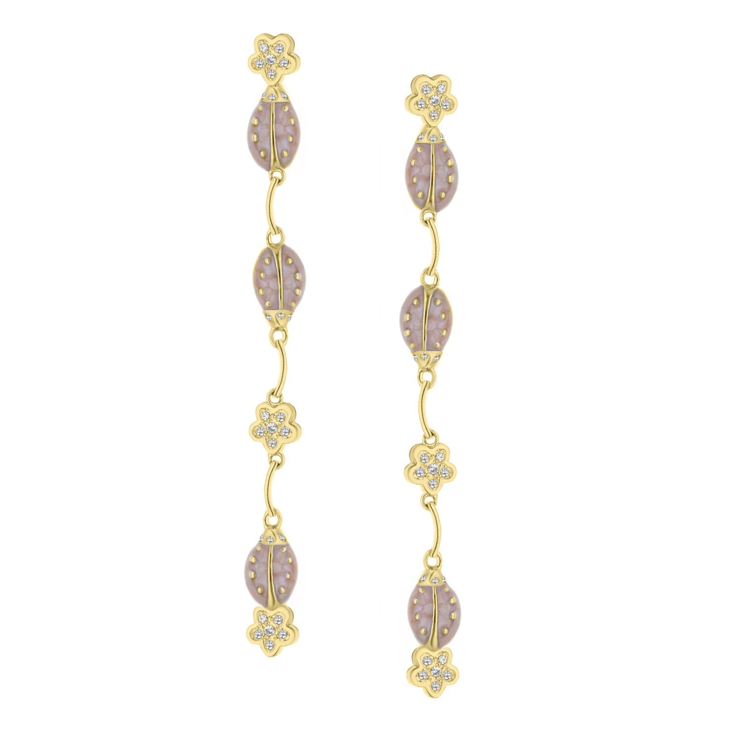 Lady Poof Earring Lauren G Adams gold-tone dangle with lavender leaf beads and crystal accents on Tampa Home & Garden Store