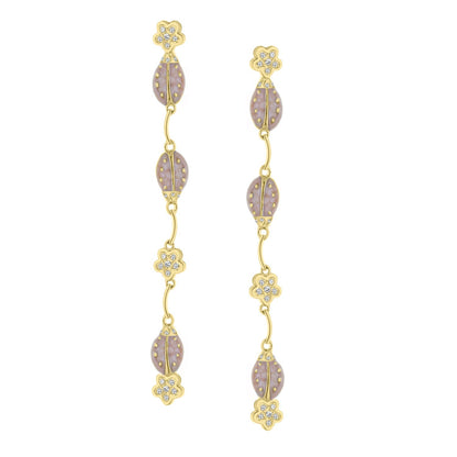 Lady Poof Earring Lauren G Adams gold-tone dangle with lavender leaf beads and crystal accents on Tampa Home & Garden Store