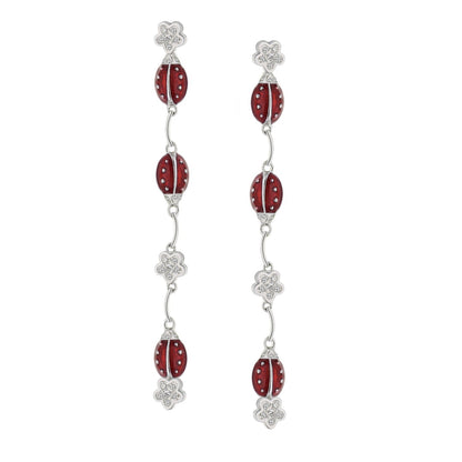 Lady Poof Earring by Lauren G Adams; silver dangle with red beaded segments and crystal accents on Tampa Home & Garden Store