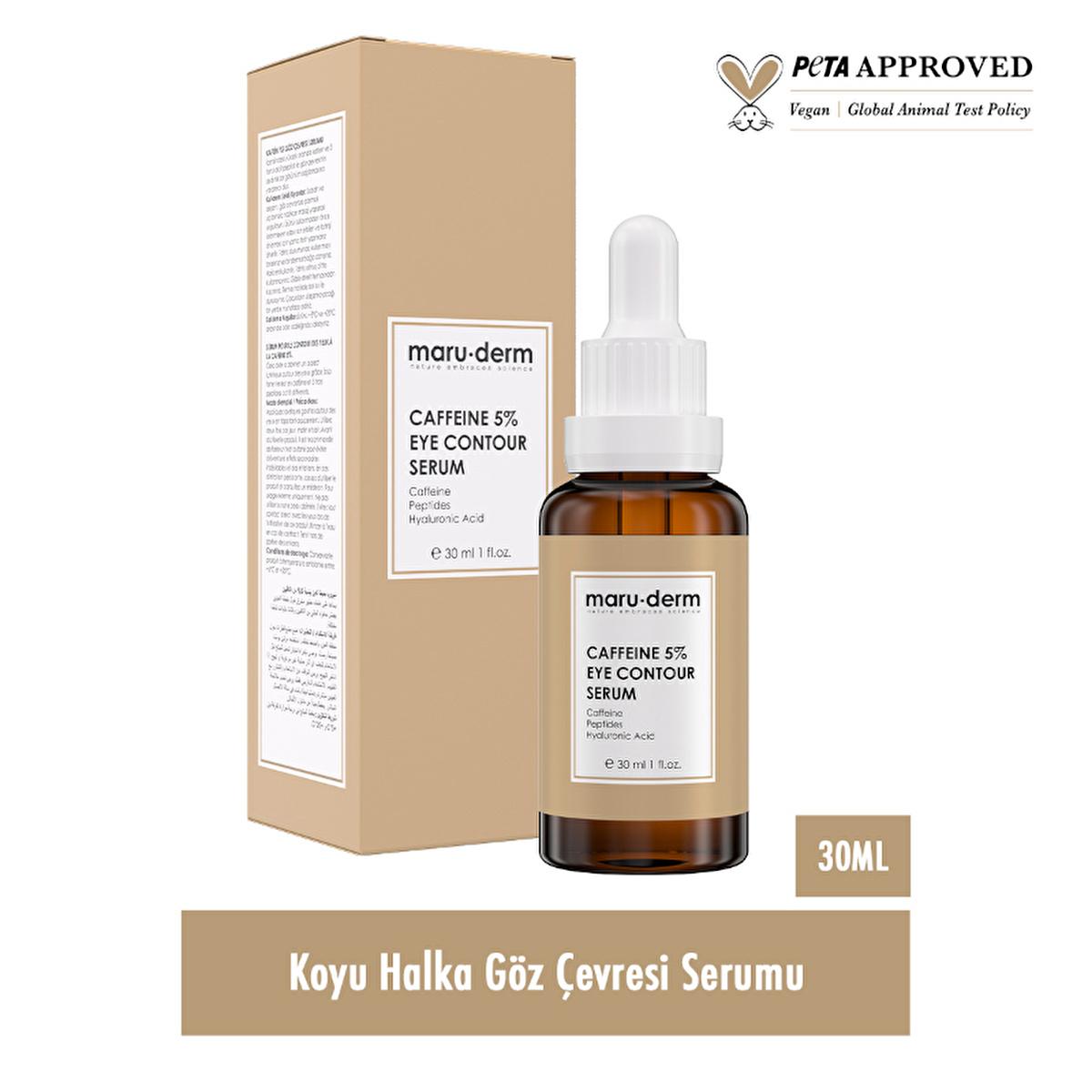Maru.derm Caffeine 5% Eye Contour Serum in brown glass bottle with dropper, 30ml on Tampa Home & Garden Store