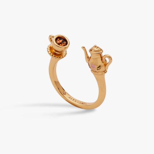 Tea Party Ring by ALEX AND ANI, rose gold tone with amber cabochon gem on Tampa Home & Garden Store