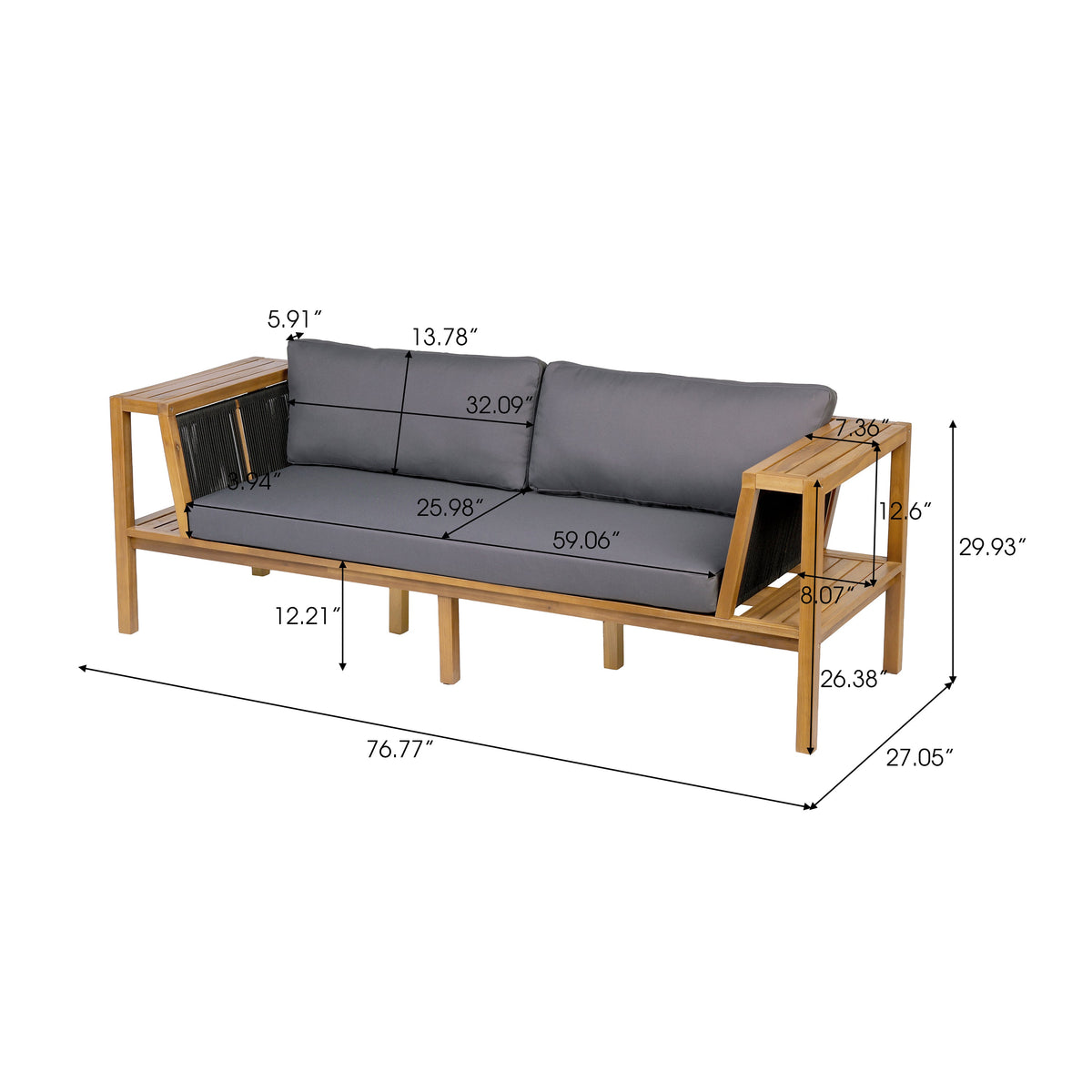 Teak finish acacia wood outdoor daybed sofa set for patio seating by HouseOfZazla on Tampa Home & Garden Store