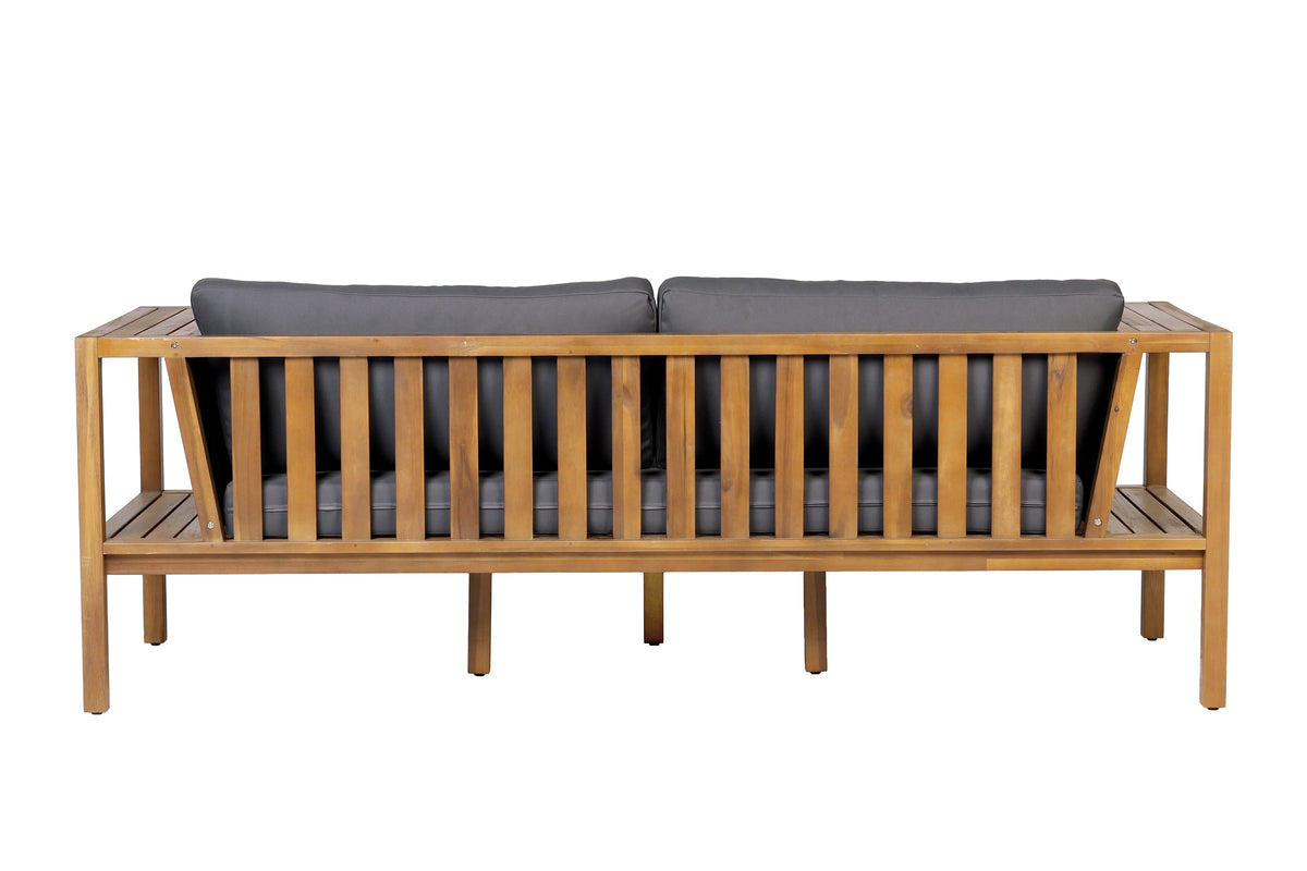 Teak finish acacia wood outdoor daybed sofa set with gray cushions by HouseOfZazla on Tampa Home & Garden Store
