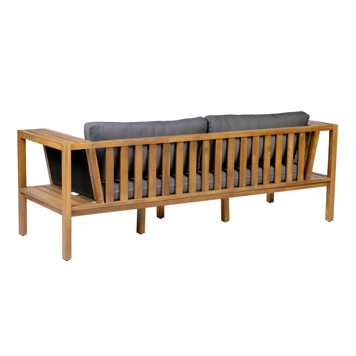 Teak finish acacia outdoor daybed sofa set with gray cushions by HouseOfZazla on Tampa Home & Garden Store
