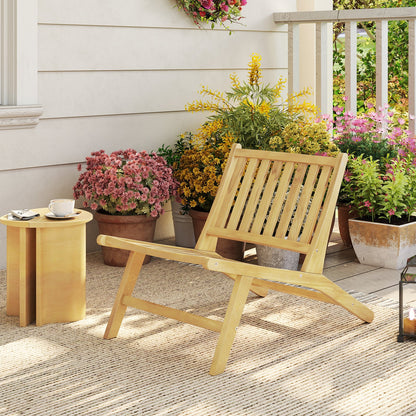 Sillón reclinable de exterior de madera de teca con respaldo cómodo