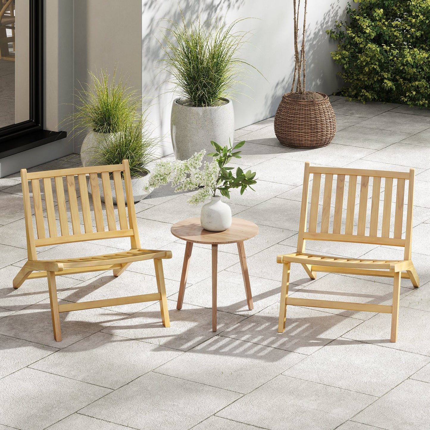 Sillón reclinable de exterior de madera de teca con respaldo cómodo