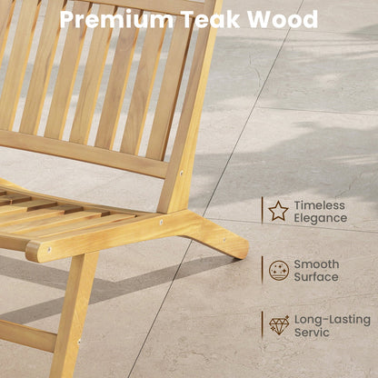 Sillón reclinable de exterior de madera de teca con respaldo cómodo