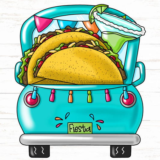 Letrero verde azulado de Cinco de Mayo, letrero de taco, letrero de madera para camión de tacos, PCD-W-099, colgador de puerta de 22"