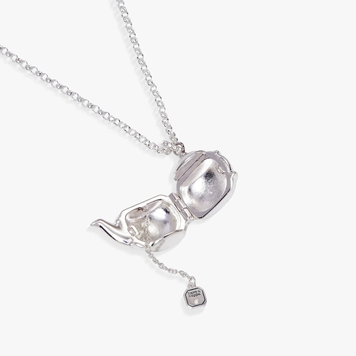 Floral Teapot Locket Necklace by Alex and Ani in silver-tone metal on Tampa Home & Garden Store