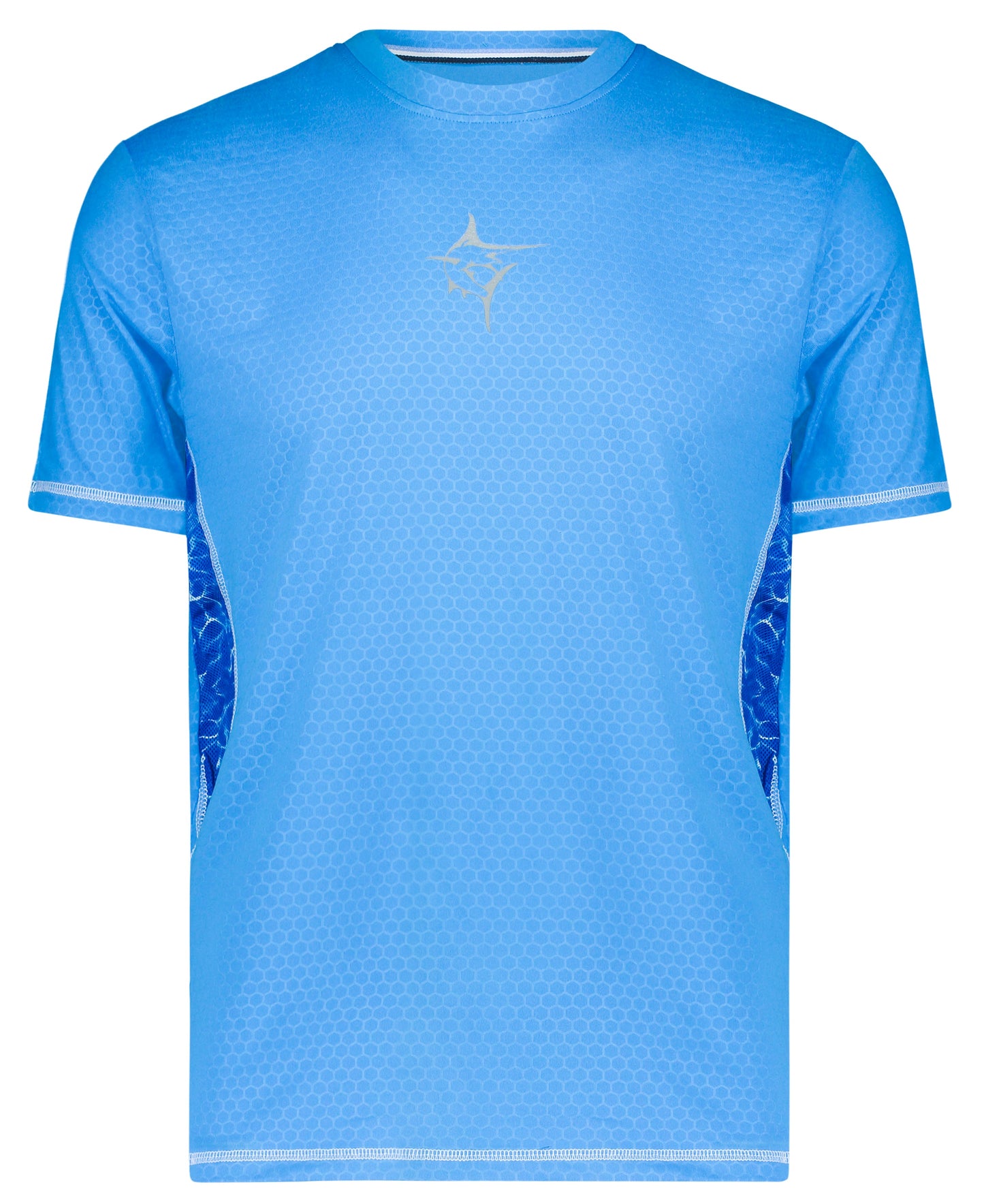 TechnoFlex SS blue performance shirt with honeycomb mesh and White Water Life logo at chest on Tampa Home & Garden Store
