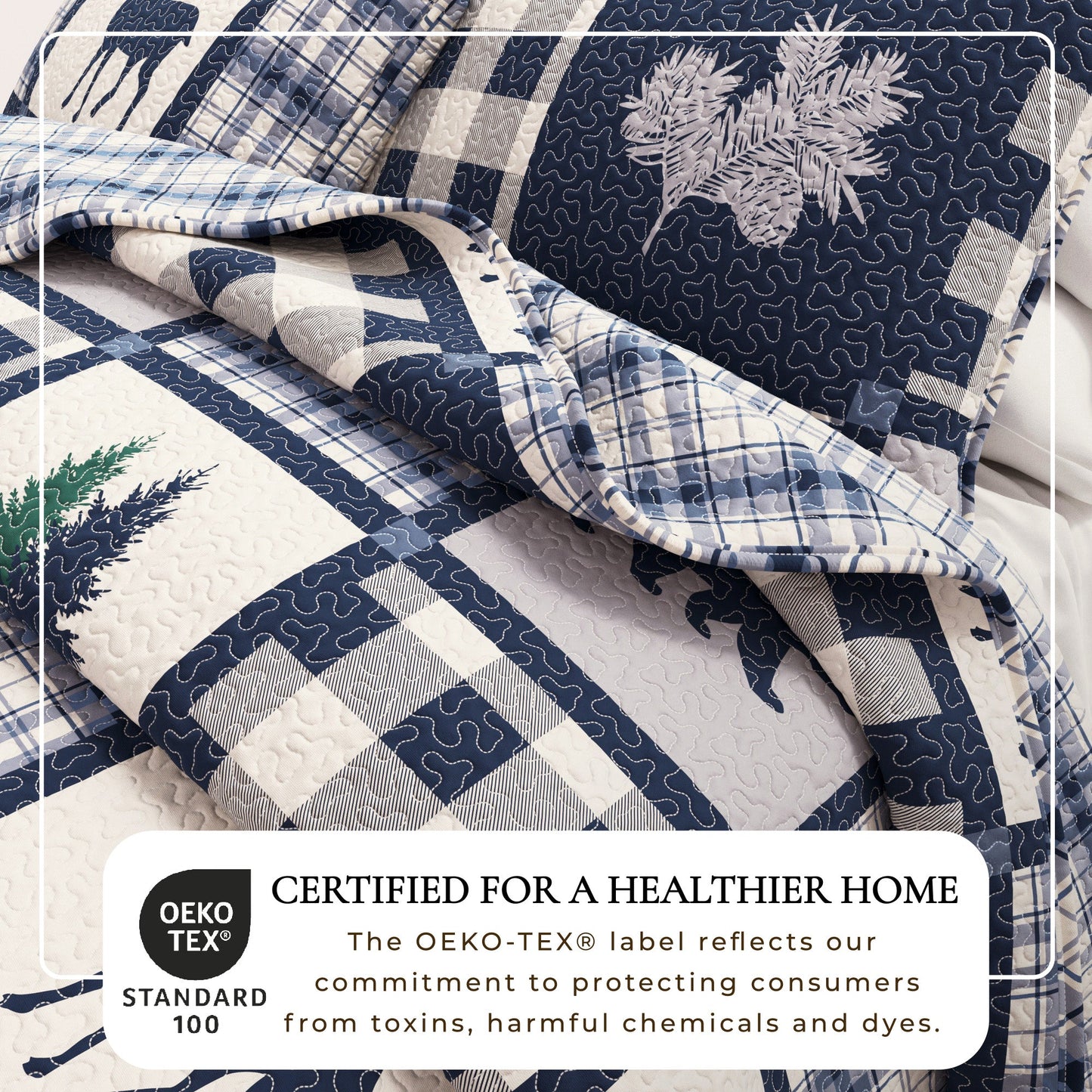 Plaid Lodge Quilt Set and Reversible Bear Design
