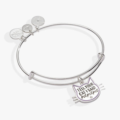 Tell Your Cat I Said Pst Pst Pst bangle by ALEX AND ANI with round disc charms on Tampa Home & Garden Store