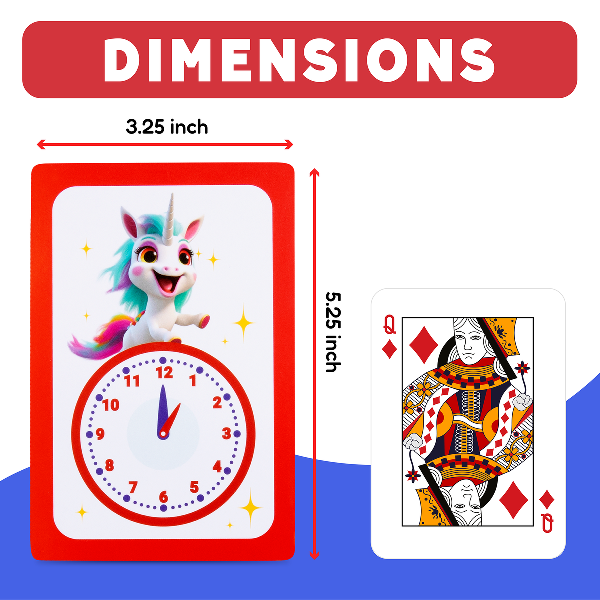 The Fidget Games Telling Time Card Pack red framed unicorn clock card 3.25 inch on Tampa Home & Garden Store
