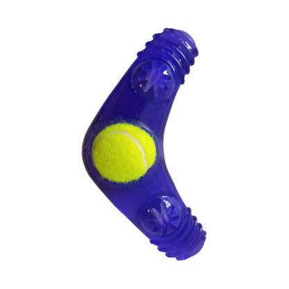 Paquete variado de juguetes para perros con forma de pelota de tenis (bumerán, chirriador de 3 huesos y chirriador naranja)