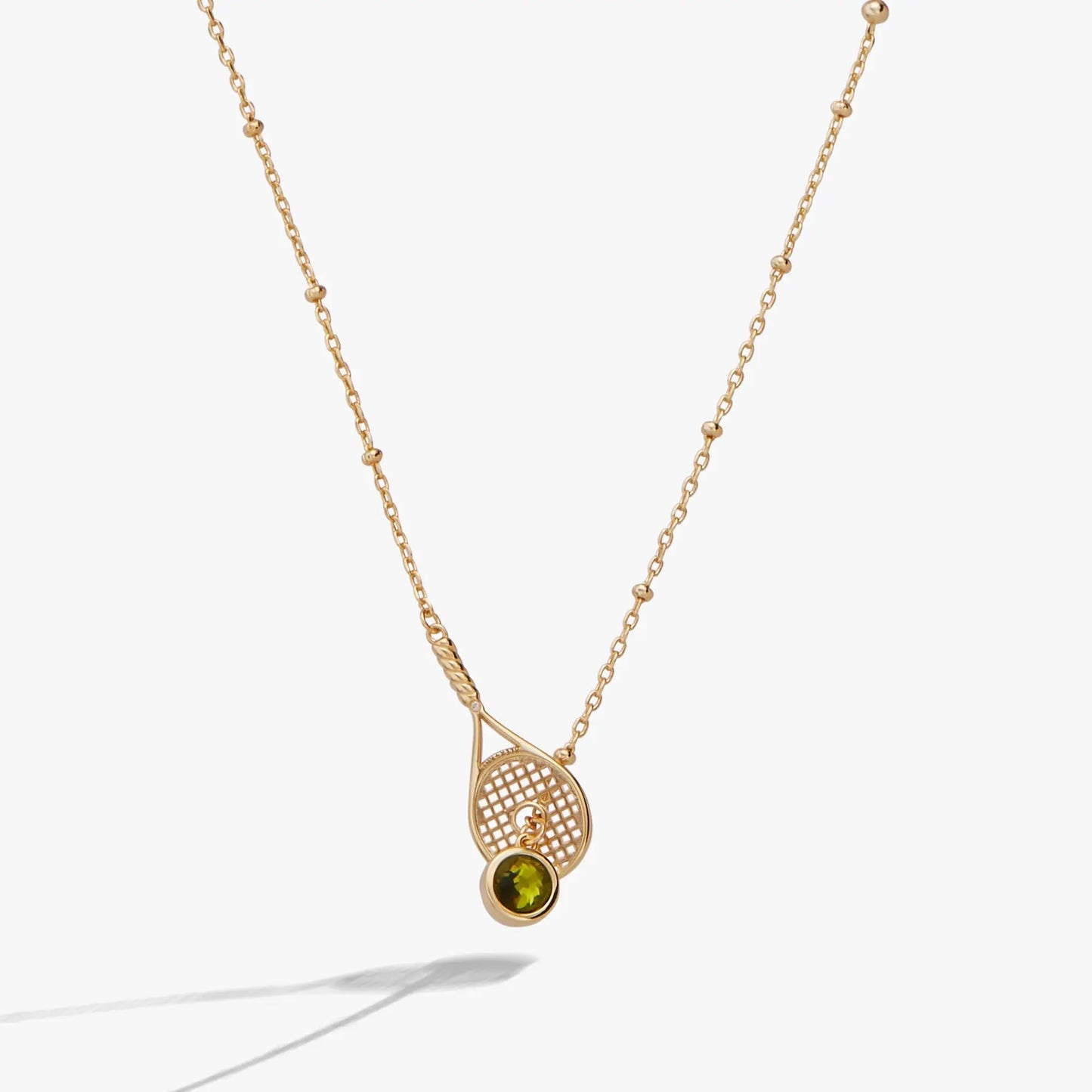 Tennis Racket Y Necklace with Peridot Stone