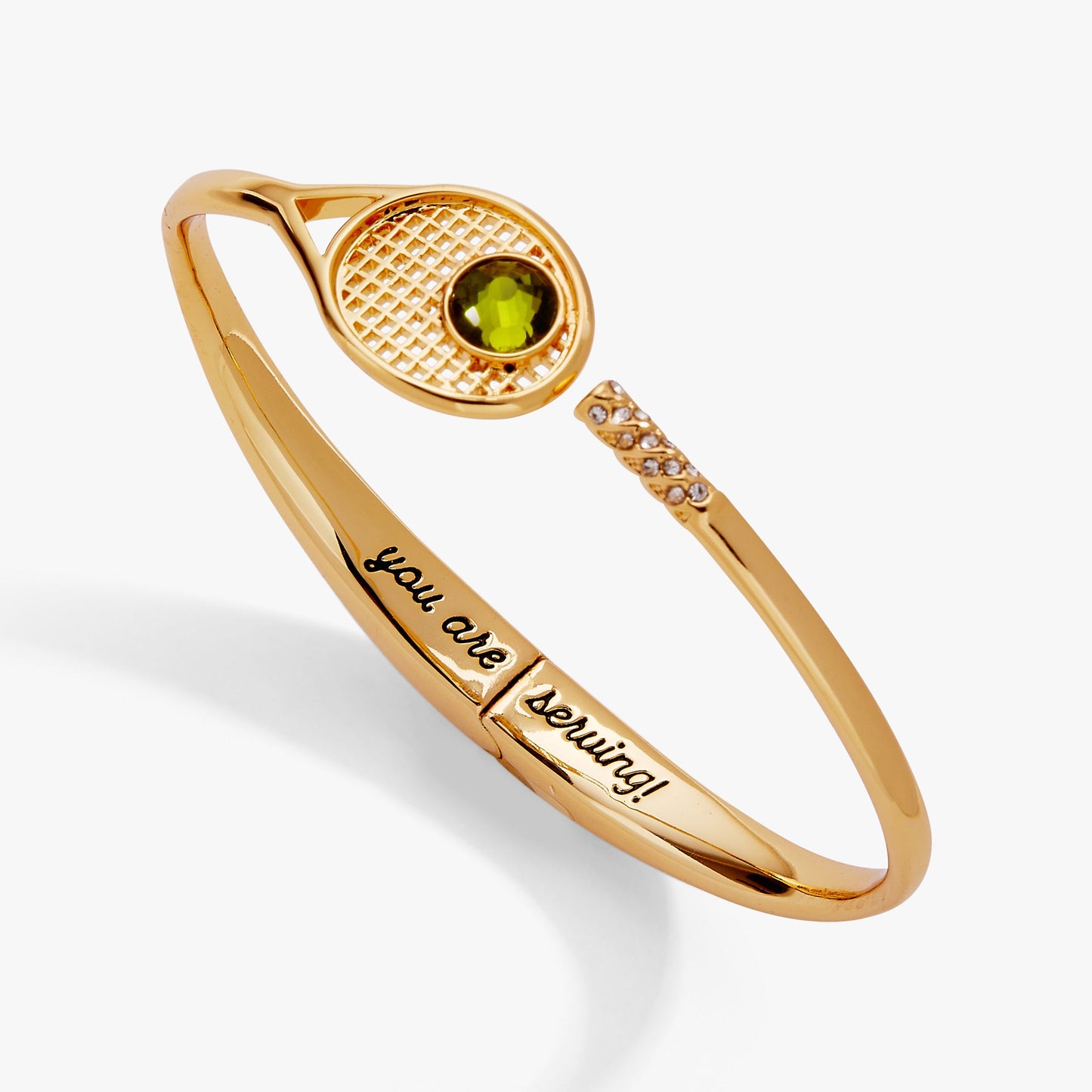 Tennis Racket Hinge Cuff Bracelet and Crystal