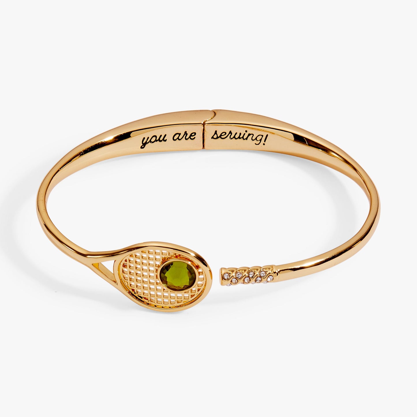 Tennis Racket Hinge Cuff Bracelet and Crystal