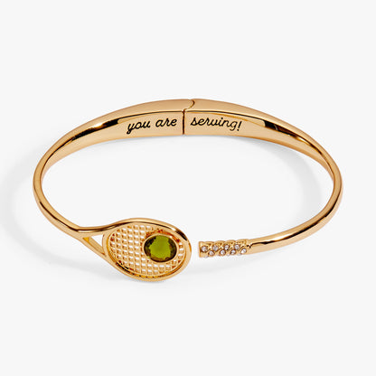 Tennis Racket Hinge Cuff Bracelet and Crystal