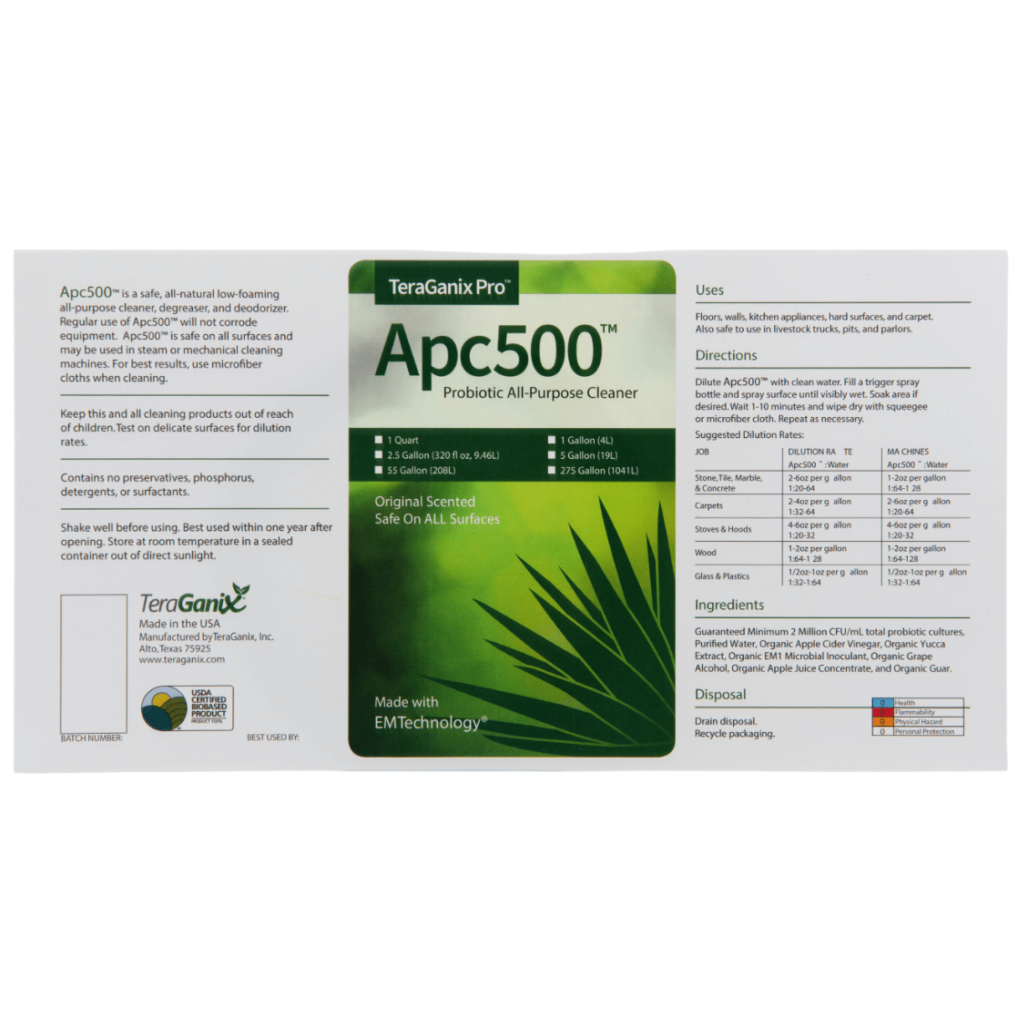 Produit de nettoyage tout usage non toxique APC500