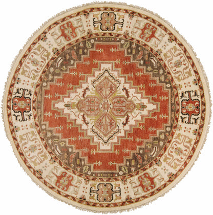Texico Area Rug, round red central field with beige border by Boutique Rugs on Tampa Home & Garden Store