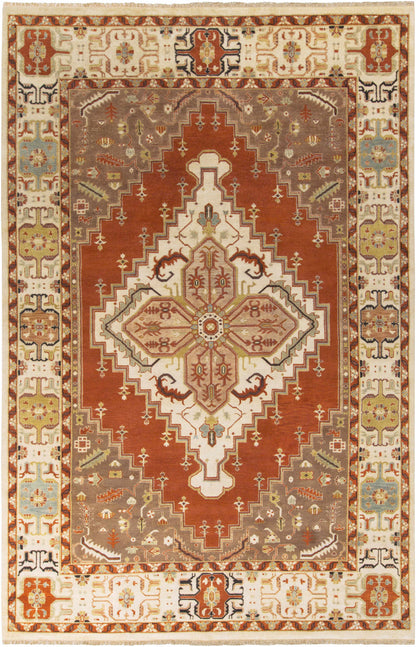 Texico area rug by Boutique Rugs, clearance, rust ivory central medallion with ornate border on Tampa Home & Garden Store