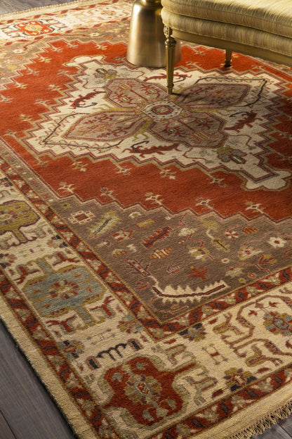 Texico Area Rug by Boutique Rugs, ornate multi-color oriental design with burnt orange border on Tampa Home & Garden Store