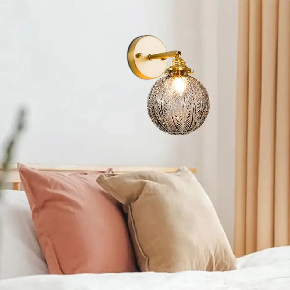 Textured Glass Ball Wall Light with Elegant Gold Wall Mount and Adjustable Joint