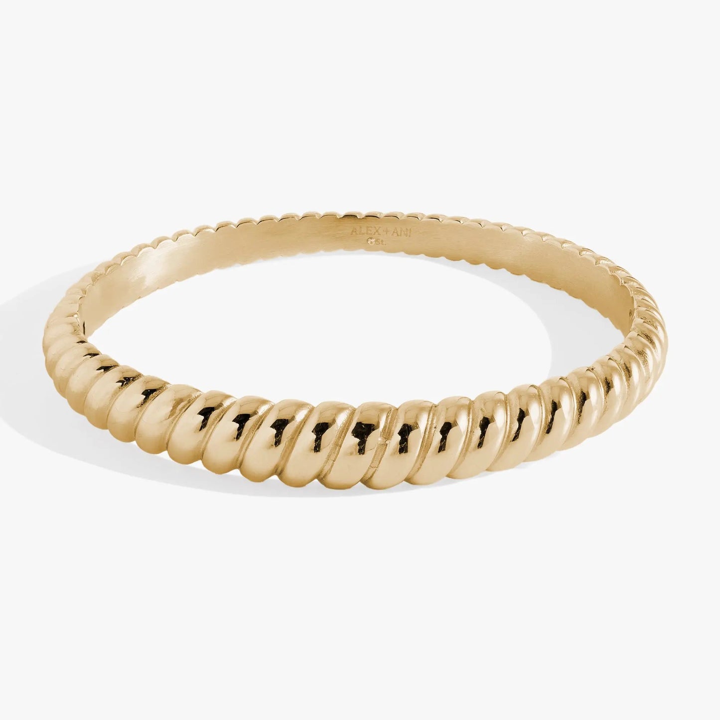 Stainless steel rope textured bangle bracelet gold-tone by ALEX AND ANI with scalloped edges on Tampa Home & Garden Store