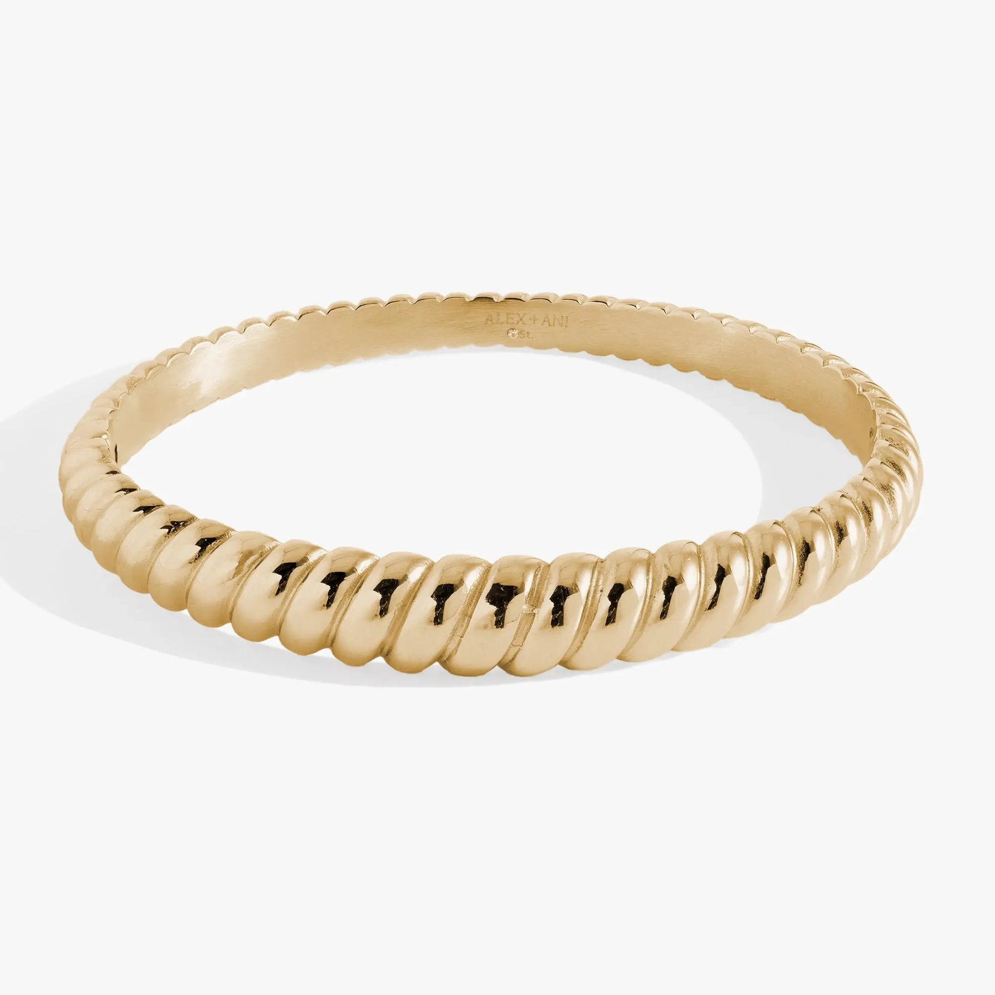 Stainless steel rope textured bangle bracelet gold-tone by ALEX AND ANI with scalloped edges on Tampa Home & Garden Store