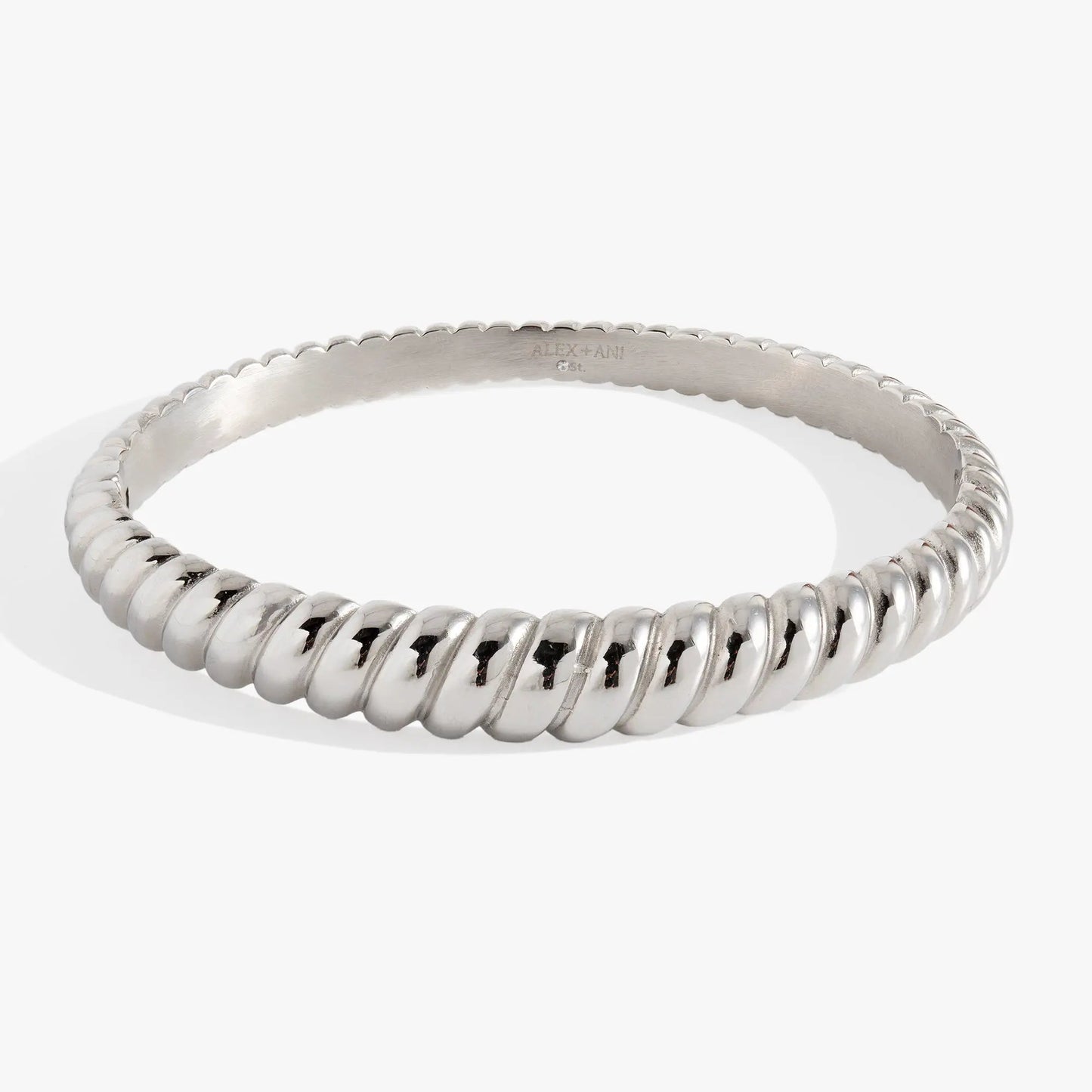 Stainless steel rope-textured bangle bracelet, silver-tone finish, ALEX AND ANI on Tampa Home & Garden Store