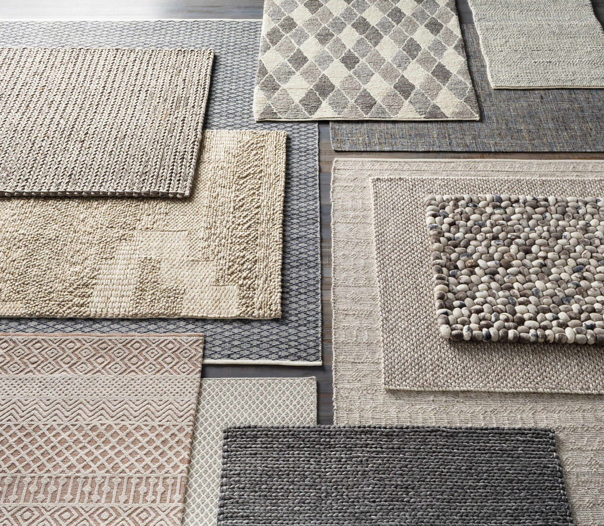 Argonne Area Rug by Boutique Rugs, clearance; neutral gray beige tones, multiple rugs on Tampa Home & Garden Store