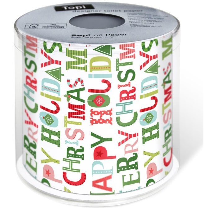 Rouleau de papier toilette à motif de Noël - Salutations colorées
