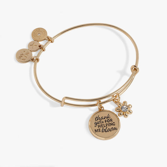 Thank You For Helping Me Bloom Charm Bangle by ALEX AND ANI, rose-gold bracelet with charms on Tampa Home & Garden Store