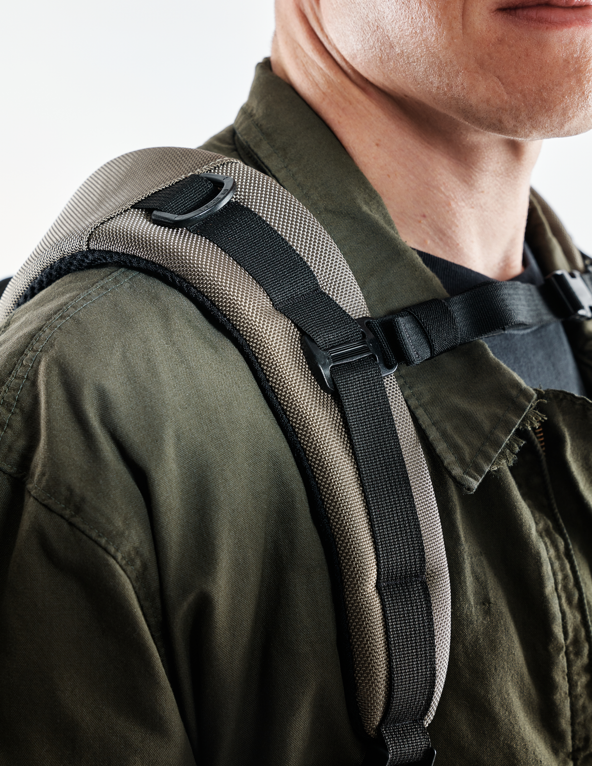 Backpack Conceal Pack 21L with tan shoulder straps and black buckles on Tampa Home & Garden Store
