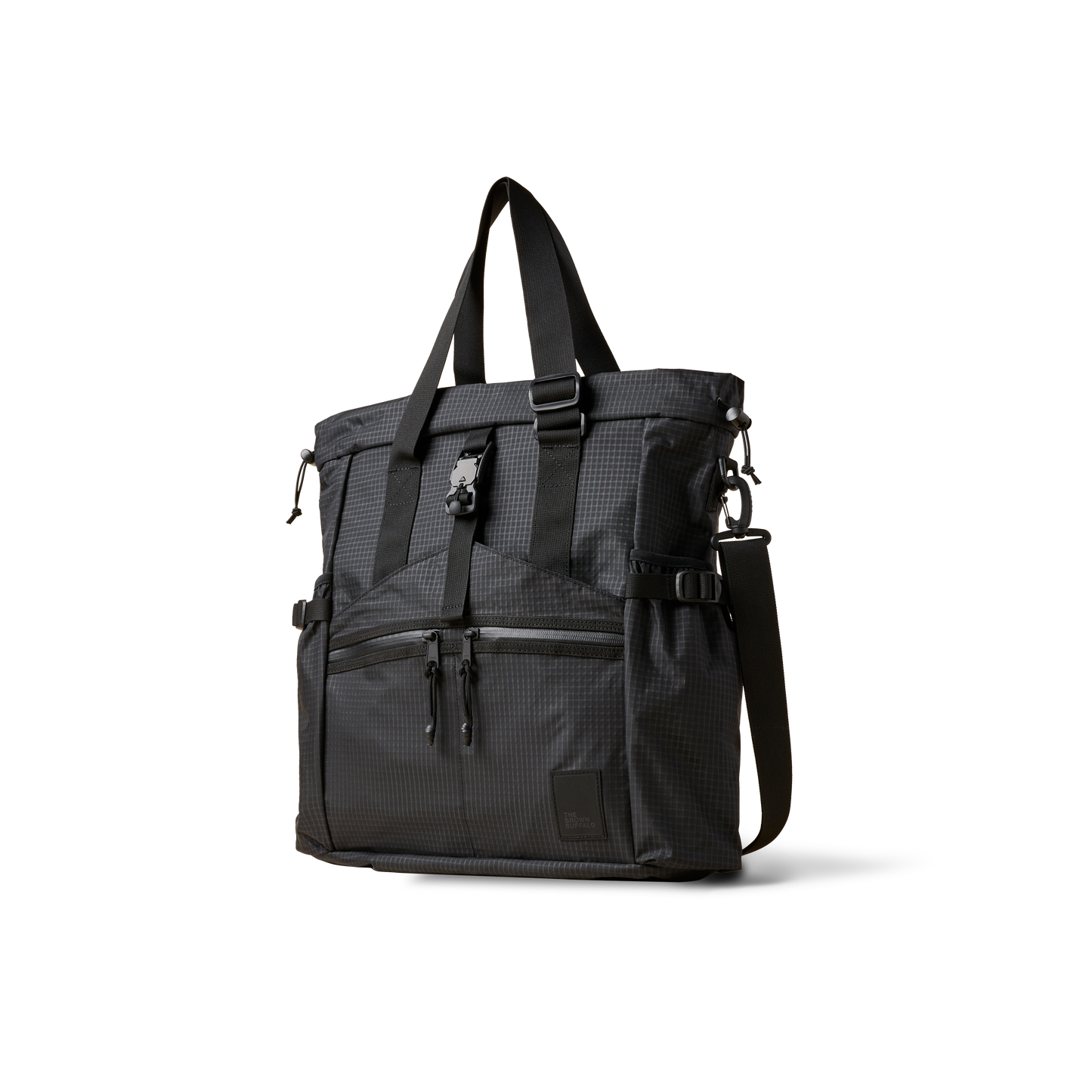 Conceal Tote by The Brown Buffalo, dark gray tactical tote with multiple straps and pockets on Tampa Home & Garden Store