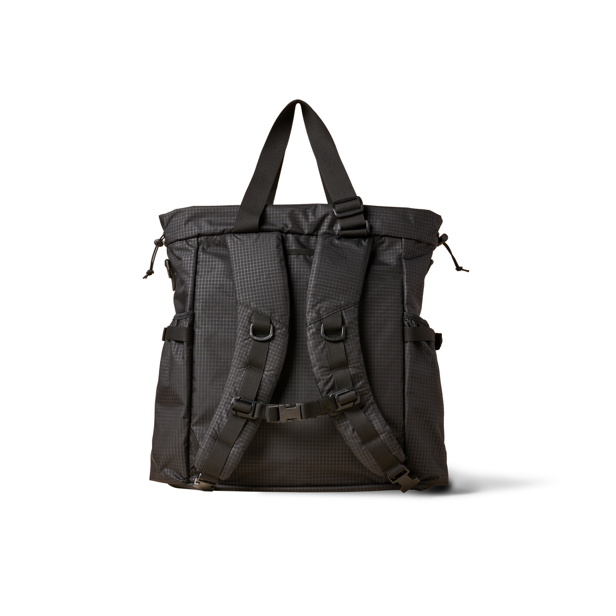 Conceal Tote bag in dark grid fabric with top handles and buckle straps The Brown Buffalo on Tampa Home & Garden Store