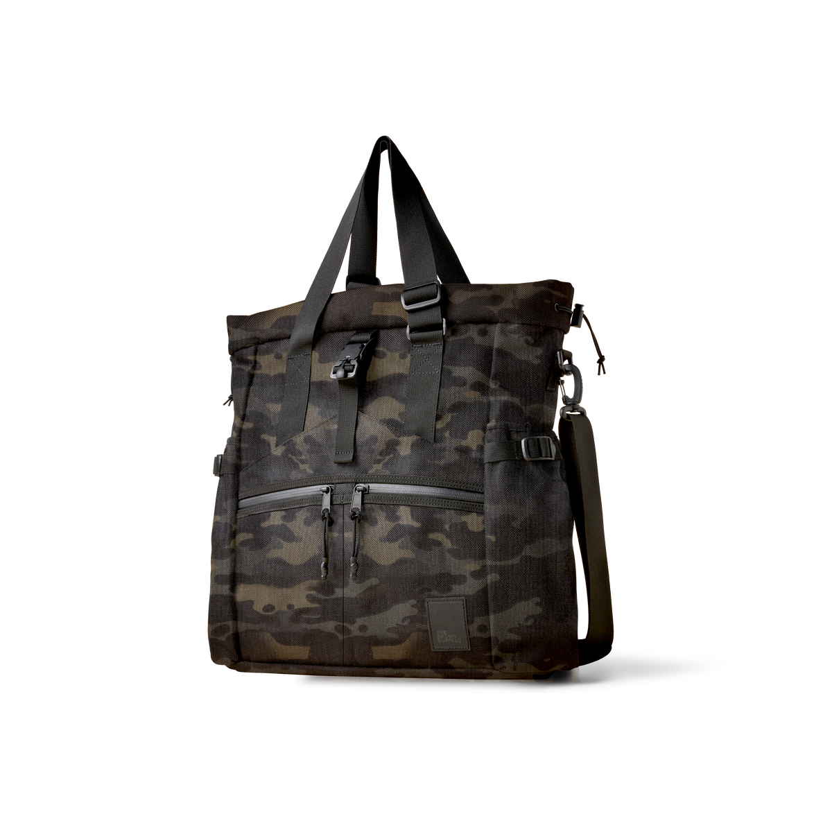 Conceal Tote bag by The Brown Buffalo, camo print, rugged straps and buckles on Tampa Home & Garden Store
