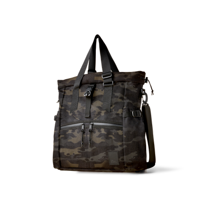 Conceal Tote bag by The Brown Buffalo, camo print, rugged straps and buckles on Tampa Home & Garden Store
