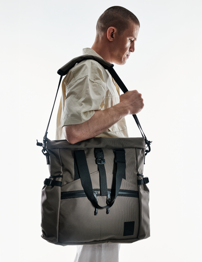 Conceal Tote tan canvas with black straps and buckles by The Brown Buffalo on Tampa Home & Garden Store